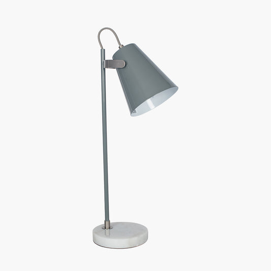 Theia Grey and Satin Nickel Task Table Lamp