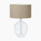 Islay Clear Bubble Glass Table Lamp Base with Henry 40cm Taupe Handloom Cylinder Lampshade