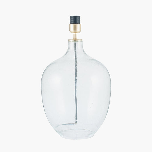 Islay Clear Bubble Glass Table Lamp Base with Henry 40cm Tobacco Handloom Cylinder Lampshade