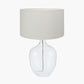 Islay Clear Bubble Glass Table Lamp Base with Henry 40cm White Handloom Cylinder Lampshade