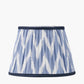 Islay Clear Bubble Glass Table Lamp Base with Kamilah 40cm Blue Chevron Patterned Mushroom Pleat Tapered Lamp Shade