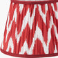 Islay Clear Bubble Glass Table Lamp Base with Kamilah 40cm Red Chevron Patterned Mushroom Pleat Tapered Lamp Shade