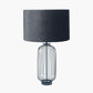 Dania Matt Black Metal Wire Tall Table Lamp Base with Bow 40cm Slate Velvet Cylinder Lampshade