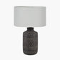 Atouk Textured Black Stoneware Table Lamp Base with Harry 35cm Ivory Cotton Mix Cylinder Lampshade