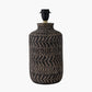 Atouk Textured Black Stoneware Table Lamp Base with Edward 35cm Natural Linen Cylinder Lampshade