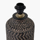 Atouk Textured Black Stoneware Table Lamp Base with Edward 35cm Natural Linen Cylinder Lampshade