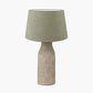 Palawan Stone Grey Feather Stoneware Table Lamp Base with Milos 40cm Pistachio Green Linen Tapered Lampshade