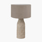 Palawan Stone Grey Feather Stoneware Table Lamp Base with Edward 40cm Natural Linen Cylinder Lampshade