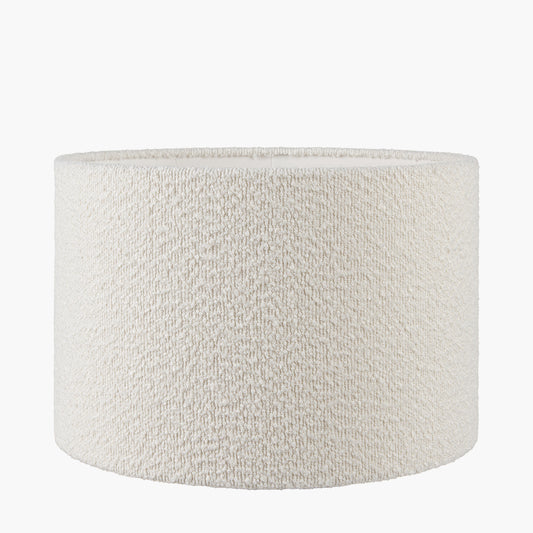 Wren Black and Cream Building Print Tall Ceramic Table Lamp Base with Rouen 40cm White Boucle Cylinder Lampshade