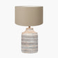 Galle Grey Wash Wood Textured Table Lamp Base with Henry 30cm Taupe Handloom Cylinder Lampshade
