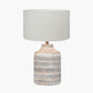 Galle Grey Wash Wood Textured Table Lamp Base with Henry 30cm White Handloom Cylinder Lampshade