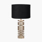 Elon Champagne Gold Metal Stacked Cylinder Table Lamp Base with Lino 35cm Black Self Lined Linen Cylinder Lampshade