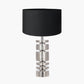 Elon Silver Metal Stacked Cylinder Table Lamp Base with Harry 35cm Black Cotton Mix Cylinder Lampshade