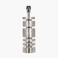 Elon Silver Metal Stacked Cylinder Table Lamp Base with Bow 35cm Black Velvet Cylinder Lampshade