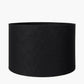 Elon Silver Metal Stacked Cylinder Table Lamp Base with Lino 35cm Black Self Lined Linen Cylinder Lampshade