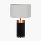 Dempsey Black Velvet and Antique Gold Metal Table Lamp Base with Harry 30cm Ivory Cotton Mix Cylinder Lampshade