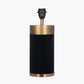 Dempsey Black Velvet and Antique Gold Metal Table Lamp Base with Henry 30cm White Handloom Cylinder Lampshade