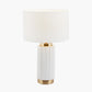 Ionic White Textured Ceramic and Gold Metal Table Lamp
