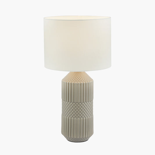 Meribel Grey Geo Textured Tall Ceramic Table Lamp