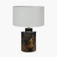 Landscape Black Hand Painted Metal Table Lamp Base with Harry 35cm Ivory Cotton Mix Cylinder Lampshade
