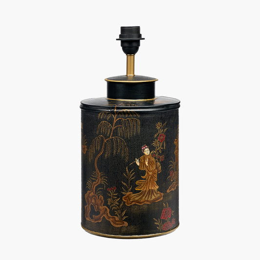 Landscape Black Hand Painted Metal Table Lamp Base with Harry 35cm Ivory Cotton Mix Cylinder Lampshade