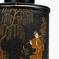 Landscape Black Hand Painted Metal Table Lamp Base with Stellan 35cm Gold Slubbed Silk Mix Gold Lined Cylinder Lampshade