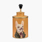Boston Terrier Mustard Hand Painted Metal Table Lamp Base with Harry 35cm Black Cotton Mix Cylinder Lampshade