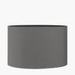 Orla Shiny Silver Metal Statement Circle Table Lamp Base with Mia 35cm Steel Grey Oval Cotton Mix Lampshade