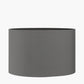 Orla Shiny Silver Metal Statement Circle Table Lamp Base with Mia 35cm Steel Grey Oval Cotton Mix Lampshade