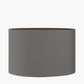 Orla Shiny Silver Metal Statement Circle Table Lamp Base with Mia 35cm Steel Grey Oval Cotton Mix Lampshade