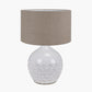 Willow White Leaf Detail Stoneware Table Lamp Base with Edward 40cm Natural Linen Cylinder Lampshade
