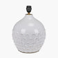 Willow White Leaf Detail Stoneware Table Lamp Base with Edward 40cm Natural Linen Cylinder Lampshade