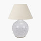 Willow White Leaf Detail Stoneware Table Lamp Base with Seychelles 40cm Cream Slubby Cotton Empire Lampshade