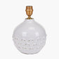 Willow White Leaf Detail Small Stoneware Table Lamp Base with Milos 25cm Pistachio Green Linen Tapered Lampshade
