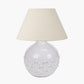 Willow White Leaf Detail Small Stoneware Table Lamp Base with Seychelles 30cm Cream Slubby Cotton Empire Lampshade