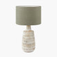 Dambula White Wash Wood Textured Tall Neck Table Lamp Base with Edward 40cm Pistachio Green Linen Cylinder Lampshade
