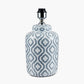 Celia Grey and White Pattern Ceramic Table Lamp Base with Harry 30cm Ivory Cotton Mix Cylinder Lampshade