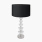 Rosa Glass and Silver Table Lamp Base with Harry 30cm Black Cotton Mix Cylinder Lampshade
