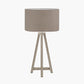 Whitby Grey Wash Wood Tapered 4 Post Table Lamp Base with Edward 35cm Natural Linen Cylinder Lampshade