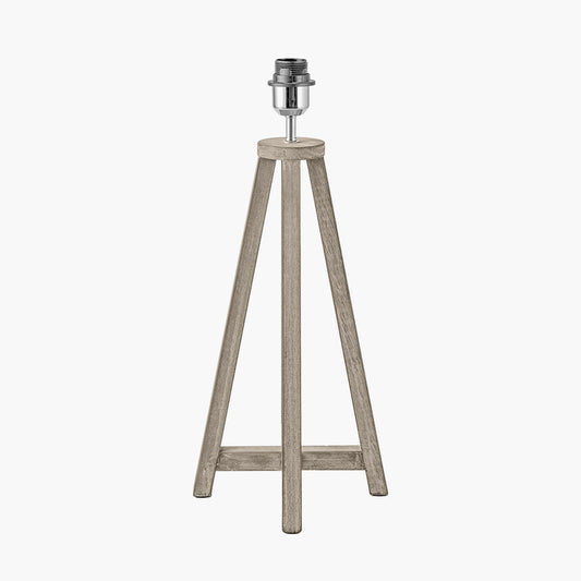 Whitby Grey Wash Wood Tapered 4 Post Table Lamp Base with Lino 35cm White Self Lined Linen Cylinder Lampshade