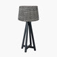 Whitby Matt Black Wood Tapered 4 Post Table Lamp Base with Vienna 35cm Black Chevron Mushroom Pleat Lampshade
