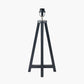 Whitby Matt Black Wood Tapered 4 Post Table Lamp Base with Lino 35cm White Self Lined Linen Cylinder Lampshade