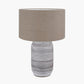 Kira White and Black Textured Stoneware Table Lamp Base with Edward 35cm Natural Linen Cylinder Lampshade