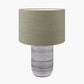 Kira White and Black Textured Stoneware Table Lamp Base with Edward 35cm Pistachio Green Linen Cylinder Lampshade