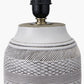 Kira White and Black Textured Stoneware Table Lamp Base with Edward 35cm Pistachio Green Linen Cylinder Lampshade
