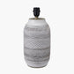 Kira White and Black Textured Stoneware Table Lamp Base with Lino 35cm Steel Grey Self Lined Linen Cylinder Lampshade