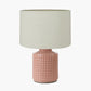 Malone Textured Apricot Squares Design Stoneware Table Lamp Base with Lino 40cm Cream Self Lined Linen Cylinder Lampshade