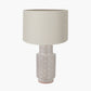 Sidra Grey Stoneware Etch Detail Table Lamp Base with Lino 35cm Grey Self Lined Linen Cylinder Lampshade