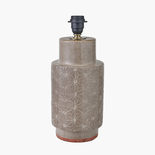 Sidra Grey Stoneware Etch Detail Table Lamp Base