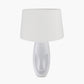 Visage White Face Design Small Stoneware Table Lamp Base with Winston 35cm White Handloom Tapered Lampshade